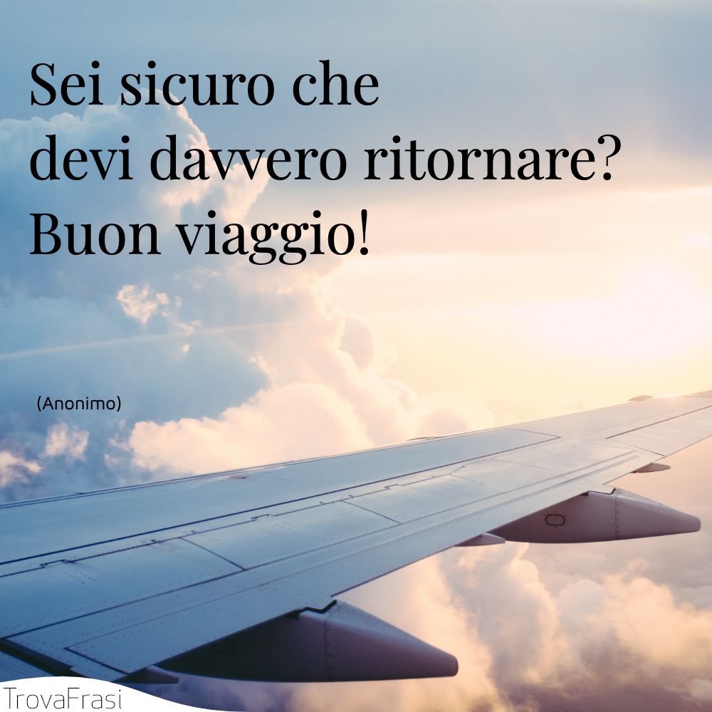 Sei sicuro che devi davvero ritornare? Buon viaggio!
