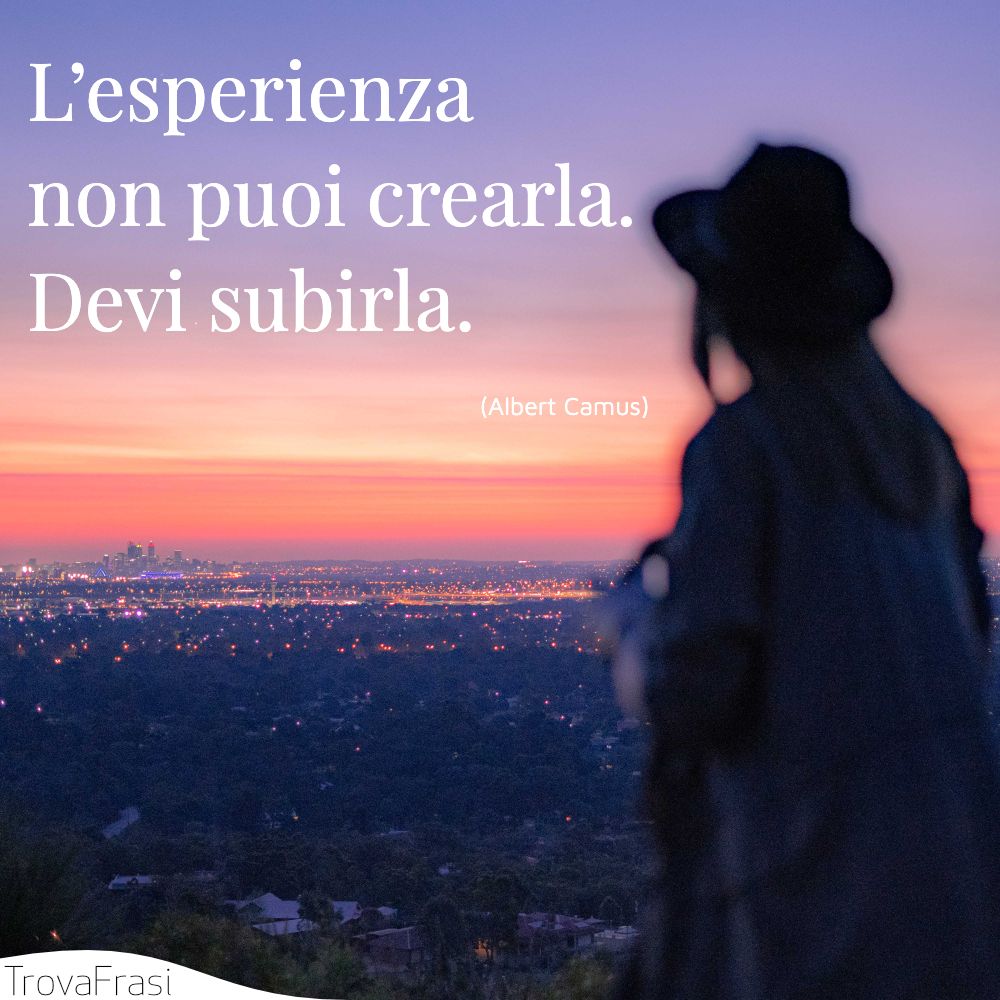 L’esperienza non puoi crearla. Devi subirla.