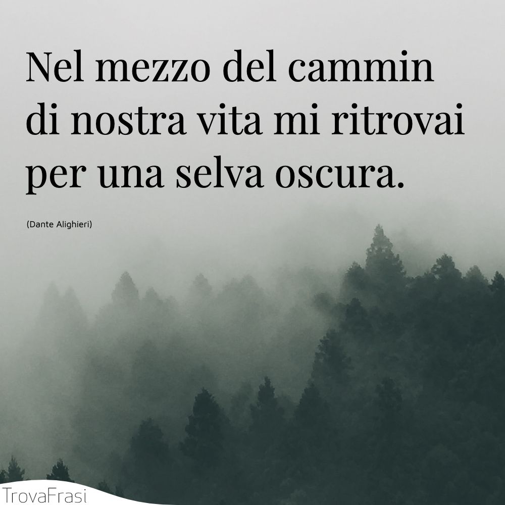 Nel mezzo del cammin di nostra vita mi ritrovai per una selva oscura.