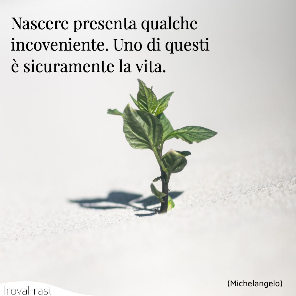 Nascere presenta qualche incoveniente. Uno di questi è sicuramente la vita.